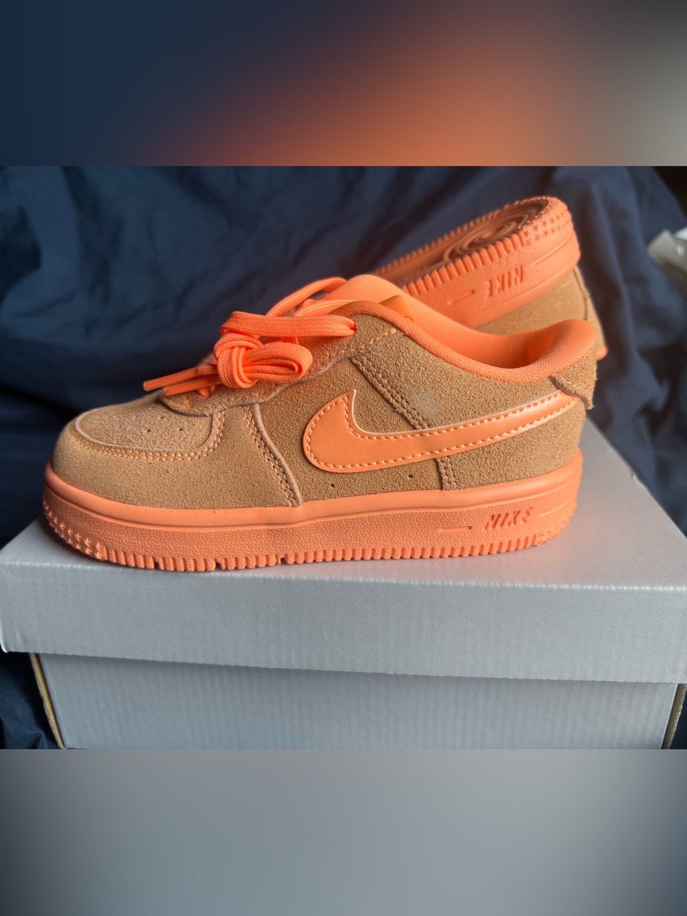 Nike Kids Suede Low-Top Sneakers in Orange and Tan
